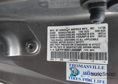 2007 Honda Element Sc из США, поврежденный, VIN 5J6YH18987L006085